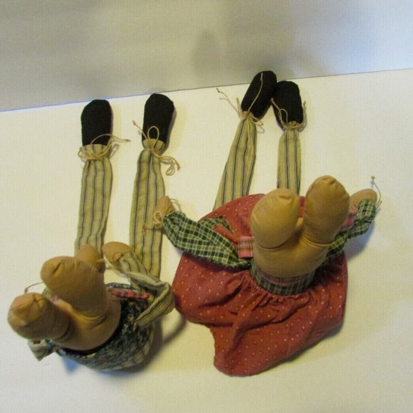 vtg Overly-Raker bunny rabbit couple shelf sitter Easter Bunkin countrycore - Picture 6 of 10